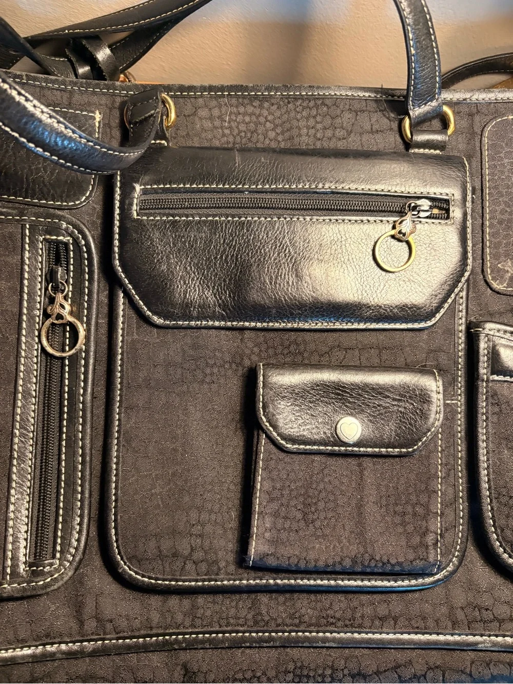 Brighton for Business Briefcase Pocket Zipper Leather Handbag